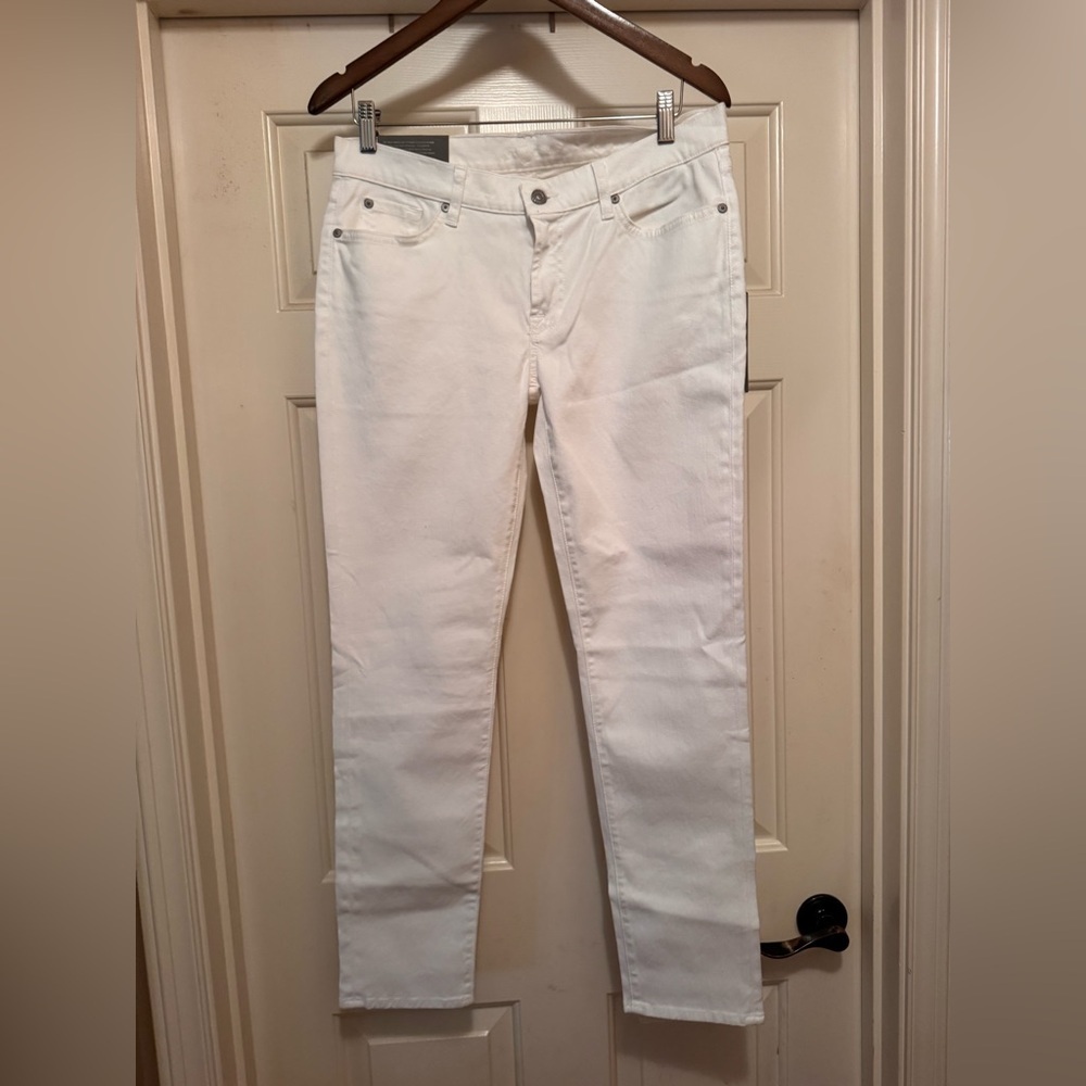 7 For All Mankind Women’s The Slim Cigarette Denim Jeans in Cleaned White NWT - Picture 2 of 15